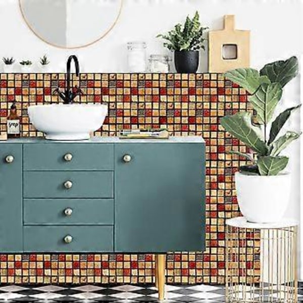 10 kpl 15x15 cm Kylpyhuoneen ja keittiön laattatarrat - Vedenpitävät PVC-liimaseinäkoristeet mosaiikkisementtilaatat