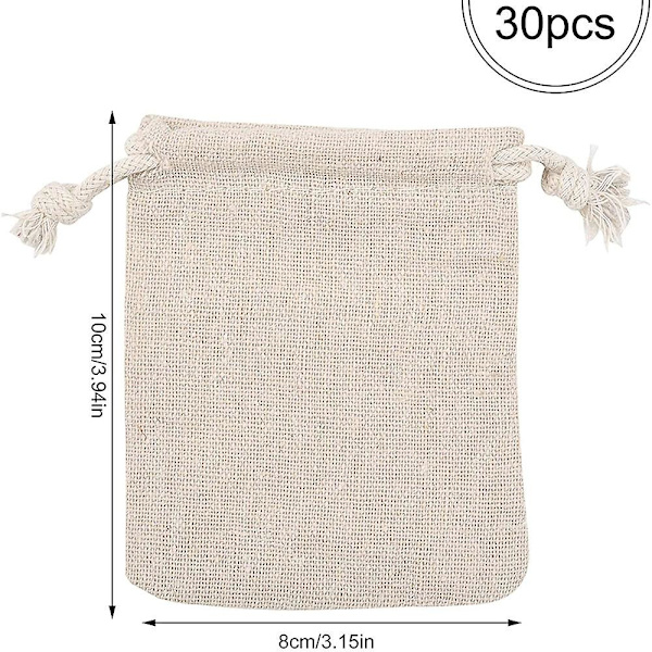 30 stk. Snøreposer Muslin Pose Sachet Pose