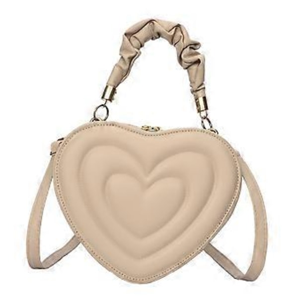 Hjärtformad Axelväska Crossbody Väska Söt Enfärgad Trendig PU Casual Satchel Crossbody Plånbok för Kvinnor Födelsedagspresent (Khaki) Khaki