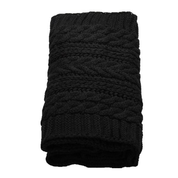 Kvinnors tjocka ribbad stickad vinter infinity cirkel loop halsduk（Svart）