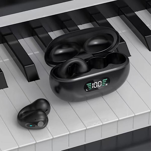 Q80 Bluetooth 5.3 Headset Clip On Ear Bone Conduction Digital Display
