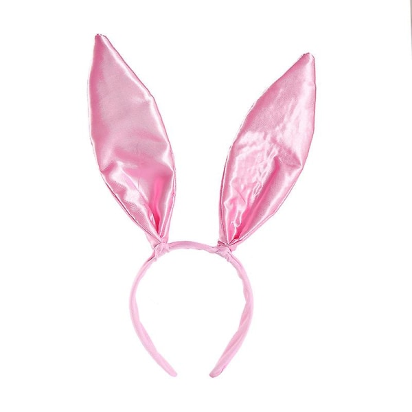 Bunny Ears Headband Black Rabbit Ear Hair Hoop Bunny Headwear For Halloween Easter Masquerade Party Cosplay Hair（Pink）