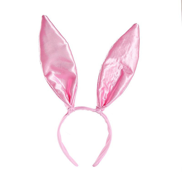 Kaninöron pannband svart kaninöron hårbåge kanin huvudbonad för Halloween påsk maskeradfest cosplay hår（Rosa）