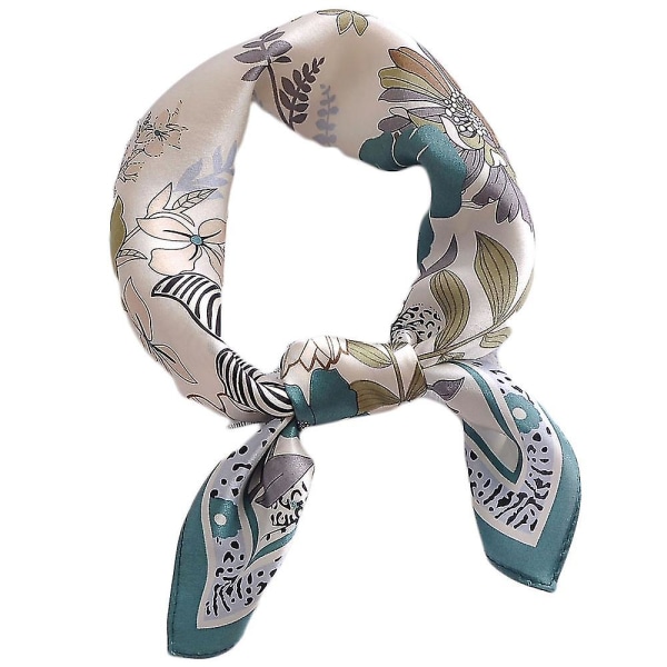 Silk Feel Scarf Medium Size Square Satin Scarf For Ladies（Green）