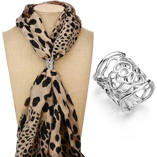 1 stk Skjerf Spenne Hult Rose Skjerf Ring Spenne Pin Bryllup Chic W