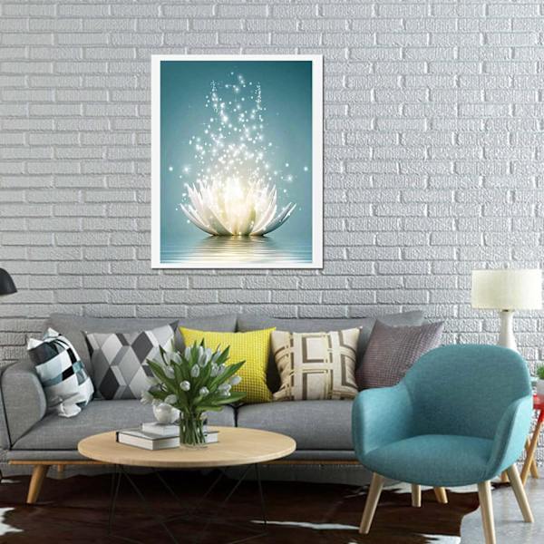 DIY 5D timanttimaalaussetti, 30x40cm 5D valkoisen lootuksen taiteet ja käsityöt