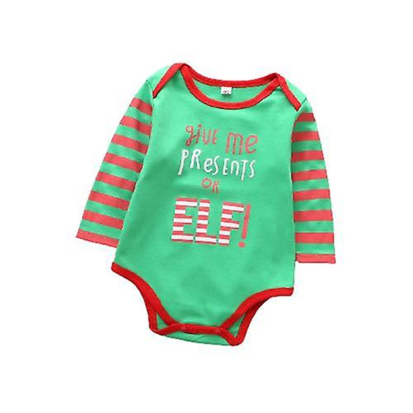 Giv mig gave trykt nyfødt baby jule tøj（90cm）