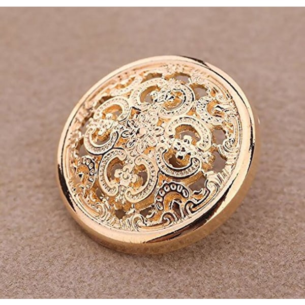 10PCS (Gold, 20mm)Clothing Button - Retro Hollow Button Sewing Se