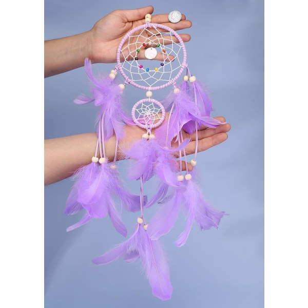 Fjærdreamcatcher Shell Dreamcatcher Nyhet Ornamenter Fargerike Perler Dekorasjon Bil Hjem Håndlaget Lilla