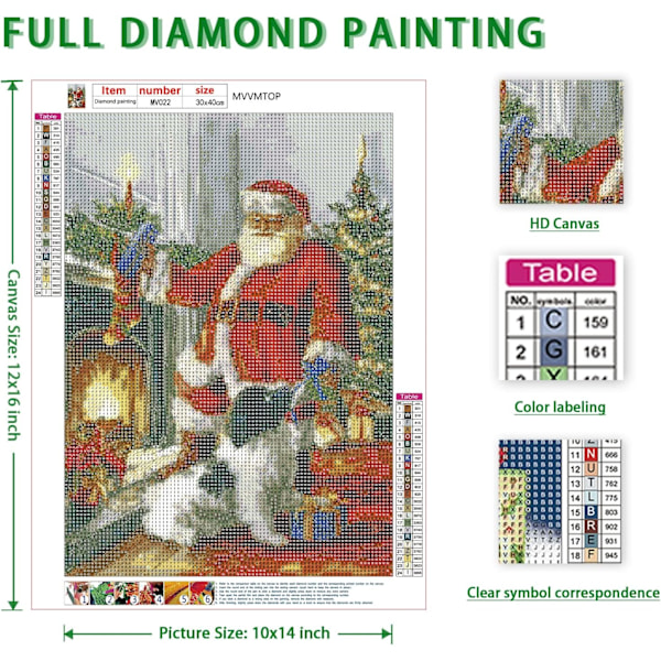 Diamantmålning Set Jultomte och Hund Diamantkonst Set Julstrumpa