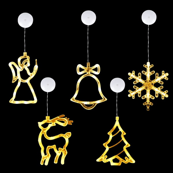 5 Pieces Christmas Window Lights, Hanging Christmas Window Light