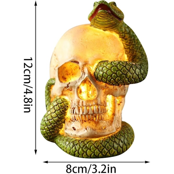 Slange i et kranieornament Halloween harpiks ornament dekoration Hal