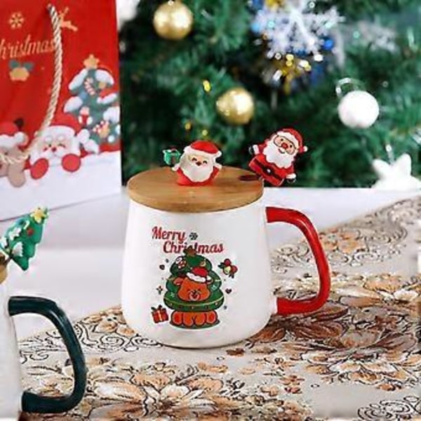 Jultomte Mugg med Lock & Sked Vinter Jul Bordsdryck Lämplig för Vänner Familj Gåvor