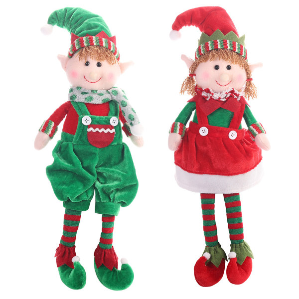 2 Jule nisser dukke ornament sidder med hængende ben børns gave nisse dukke ornament
