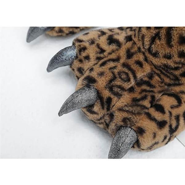 Leopard Print Mænds Søde Plys Pote Hjemmesko