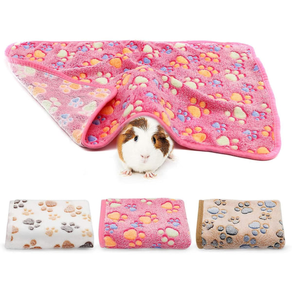 Marsvinsfilt, 3-pack smådjur mjuka varma husdjursfleecefiltar sovmatta dynöverdrag flanellfilt för hamster