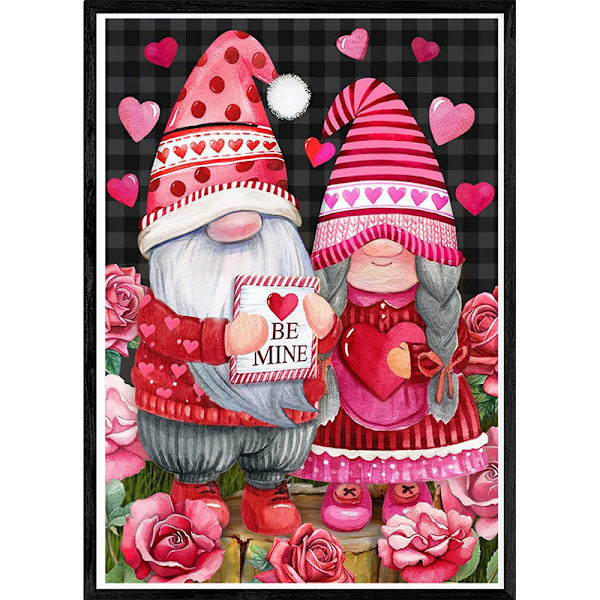 30x40cm Set för barnmålning - rosa dvärg, diamantbroderi