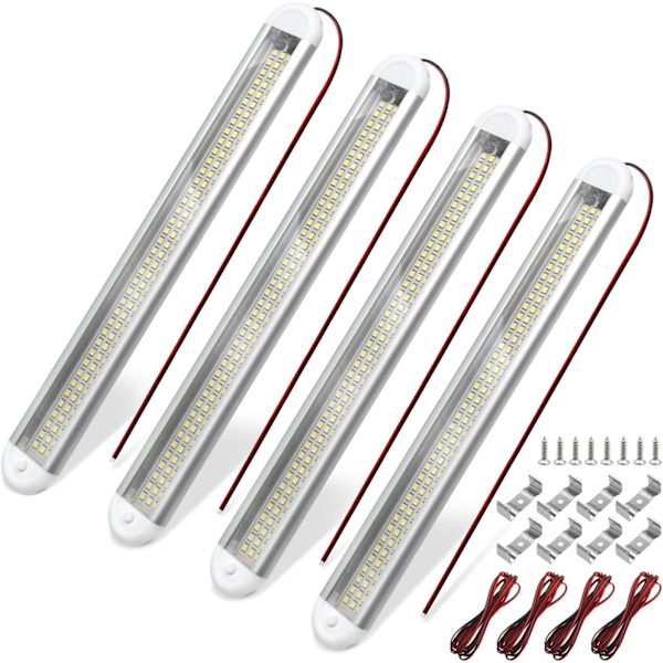 4-pack (Vit) 12V LED-belysningskit för bilinteriör 120 LED-remsor Li
