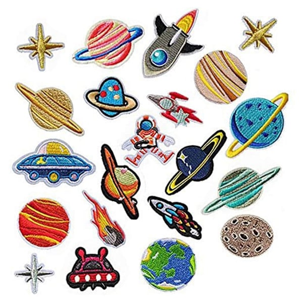 Iron On Patches 21 Pcs Solar System Diy Sew Decoration Appliques Stickers For Clothing, Backpack, Caps