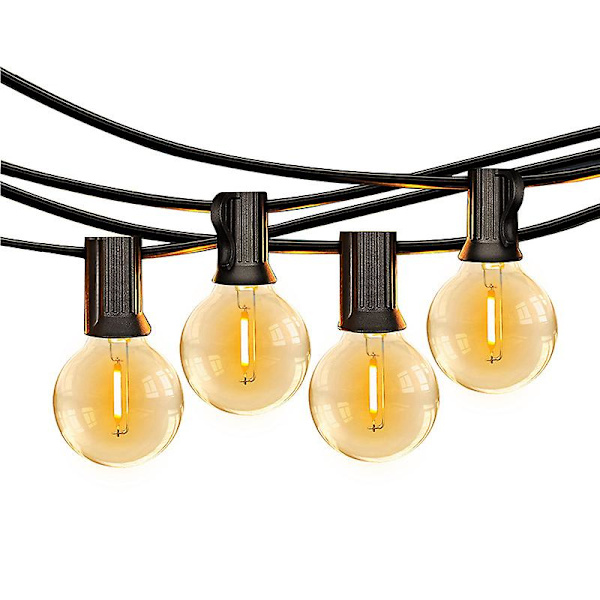 Ulkoseinävalot 25ft Puutarhavalot Verkkovirralla 25 rikkoutumattomalla G40 LED-lampulla, Vedenpitävät Ripustettavat Terassivalot Sisä- ja Ulkokäyttöön, Paviljonkiin