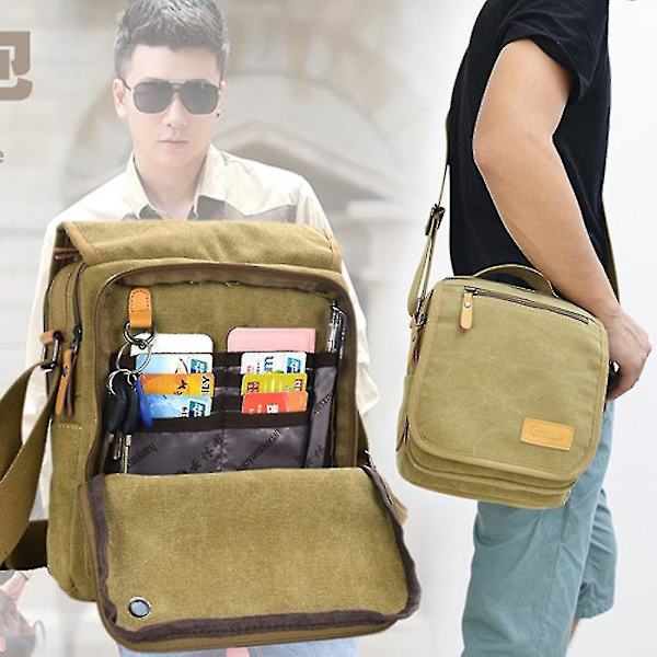 Canvas Herr Axelväska Herr Axelväska Casual Herrväska（Khaki）