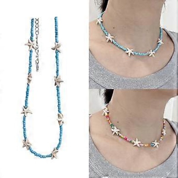 Boheemi Helmillinen Ketju Meritähti Riipus Kauluskaulakoru Naisille Statement Korut Loma Korut Asusteet Mixed Beads