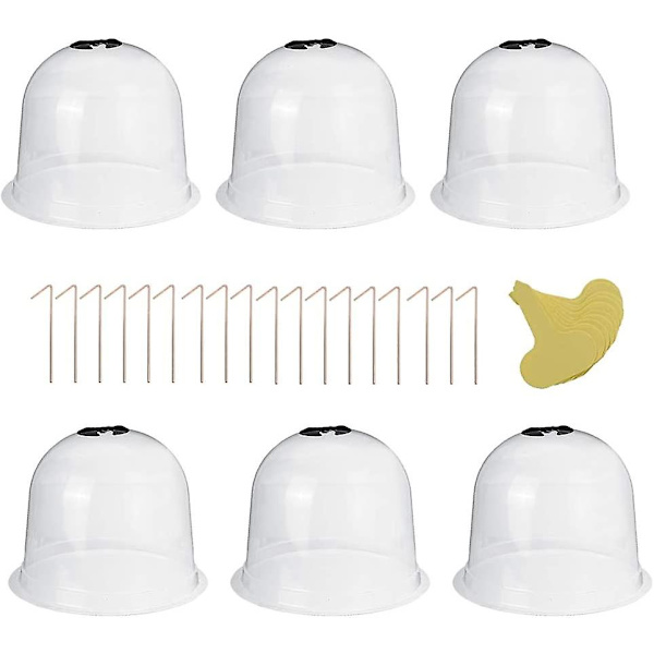 Set med 6 återanvändbara plastlock i form av en skyddande dme för kall/varm trädgårdsjord och växande växter, transparent Groofoo