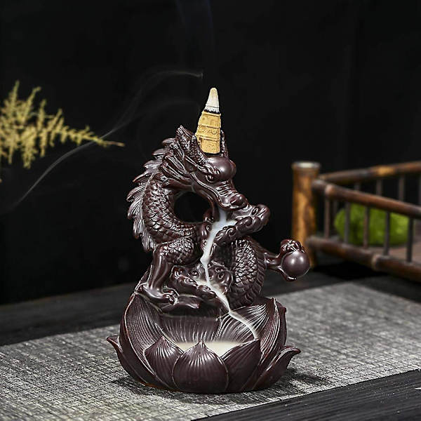 Røgelse Vandfald Brænder Håndlavet Drage Design Keramisk Røgelse Holder Til Hjemmet Kontor Dekoration, Yoga Meditation