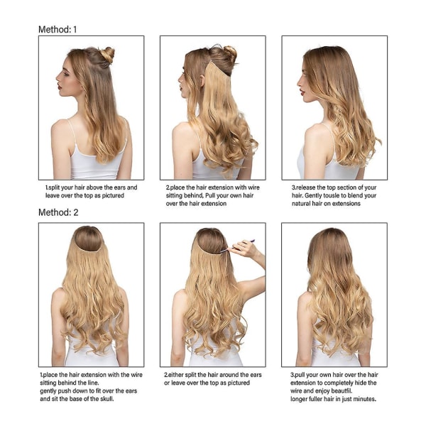 Justerbar Hovedbøjle Usynlig Wire Hår Extensions Highlight Langt Krøllet Syntetisk Hårstykke Til Kvinder Varmebestandige Fibre（16inch Smoky pink）