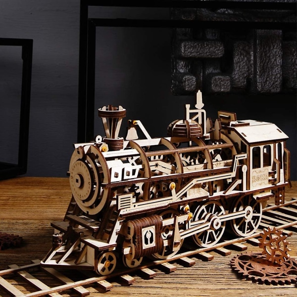 3D-puinen palapeli - Itse liikkuva mekaaninen malli - DIY-rakennussarjat - Aivopähkinäpelit (veturi)