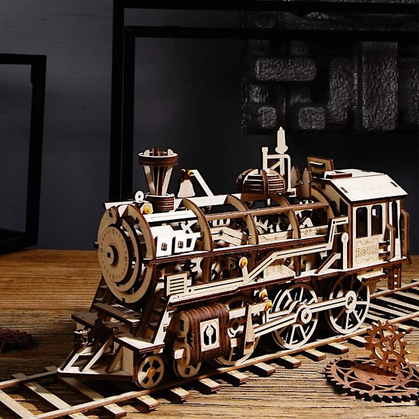 3D-träpussel - Självgående mekanisk modell - DIY-byggsatser - Hjärngymnastikspel (lok)