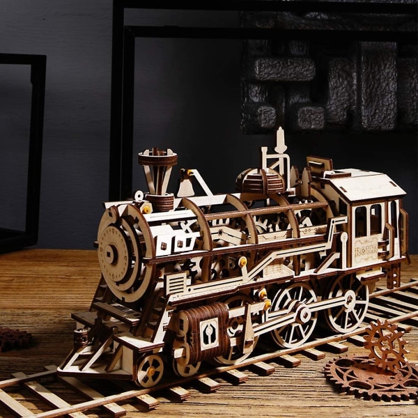 3d Wooden Puzzle Gift For Teens And Adults Locomotive Mechanical Building Model Kit