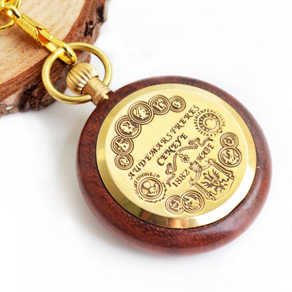 Lommeur - Steampunk Design 3D Damptog Mønster/Ren Kobber/Ansiktslommeur for Menn Kvinner Åpne med Kjede
