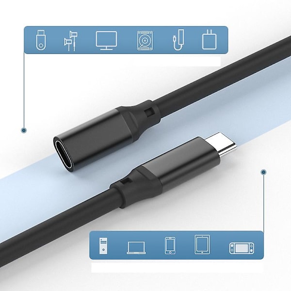 2-pack 3,2ft USB C-förlängningskabel