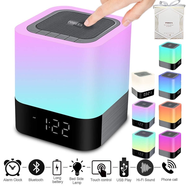 Bärbar trådlös Bluetooth-högtalare - stort ljud, 48 LED-färgväxling, nattlampa