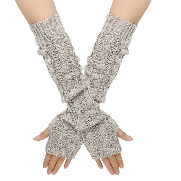 Dam cashmere stickade värmare armbågslängd tumhål fingerlösa