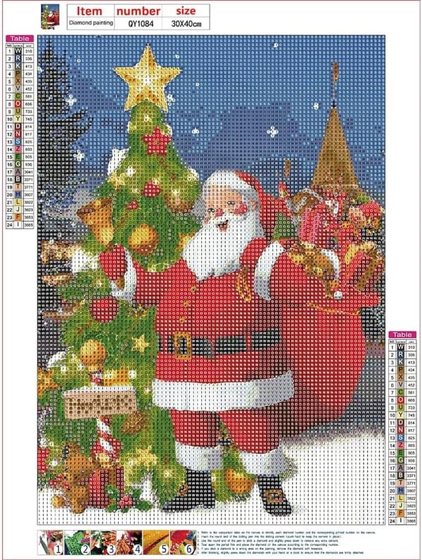 Diamantmaleri-sæt til voksne, julemand og gavepose 5D DIY D