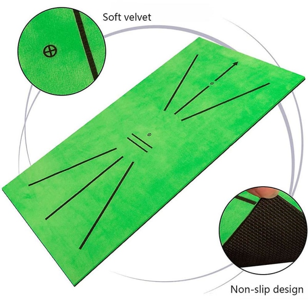 Bærbar golftræningsmåtte - 24x12 tommer med 6 golfbolde