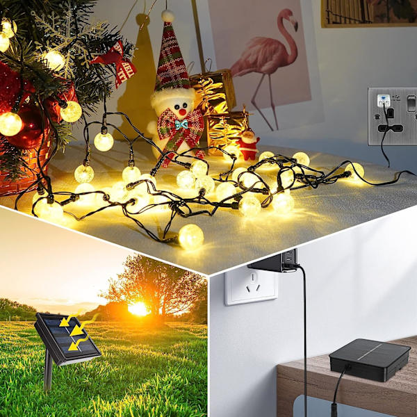 50 stk. LED solcellelyskæde, 7 m 50 lys (2,5 bobler) - 8 Fu