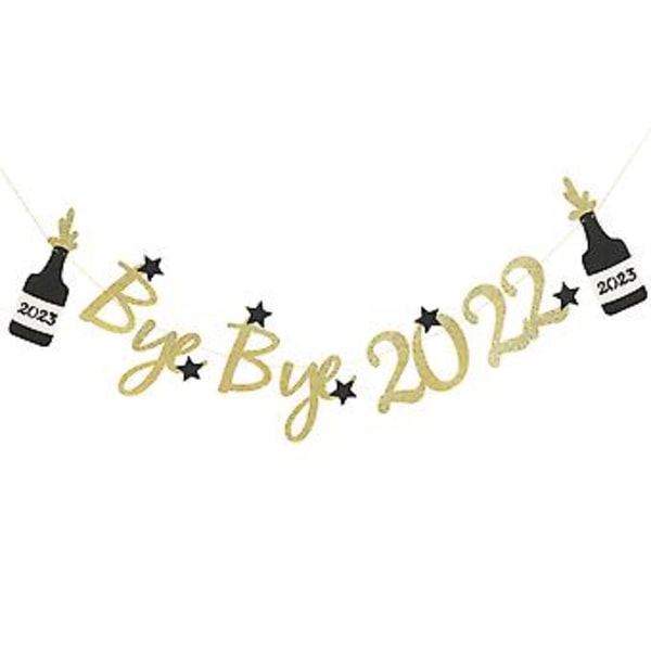 Party 2023 Banner Uudenvuodenjuhlat Ripustettava Kiiltävä Uudenvuodenkoriste Valokuvarekvisiitta Golden2