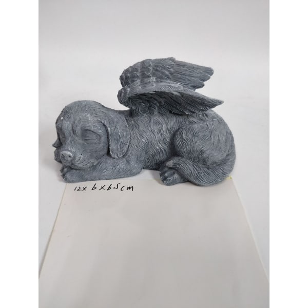 Pet Memorial Angel Dog Honorary Statue Headstone, 25,5 cm, Polyres