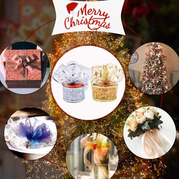 2 Styles Julebånd Glitterbånd Ornament Blonderbånd Stjernemønster
