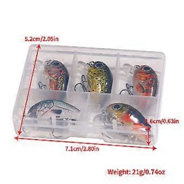 5 st Fiske Beten Små Wobbler Fiske Drag Konstgjorda Hårda Beten Återanvändbara Fiske Tillbehör Drag Lätta att Bära Set 1 2g