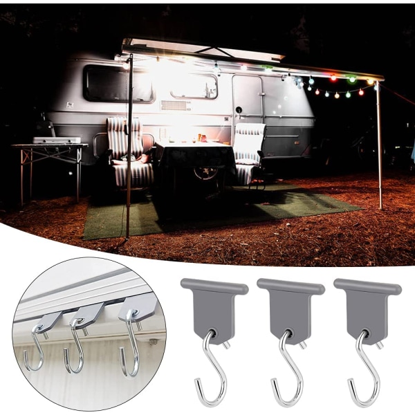 16 par campingvognsmarkise kroge RV markise tilbehør S-formede kroge nemme at installere til autocamper campingvogn udendørs indendørs forsyninger juletelt