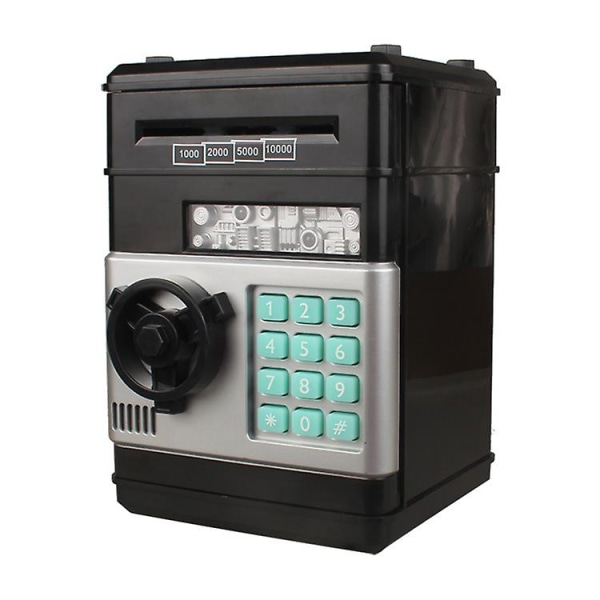 Highttoy Sparkasse för barn i åldrarna 3-12 Elektroniska bankomater Säker för barn Pengarbank Spargris Bankautomat Lösenord Money Safe（Svart）