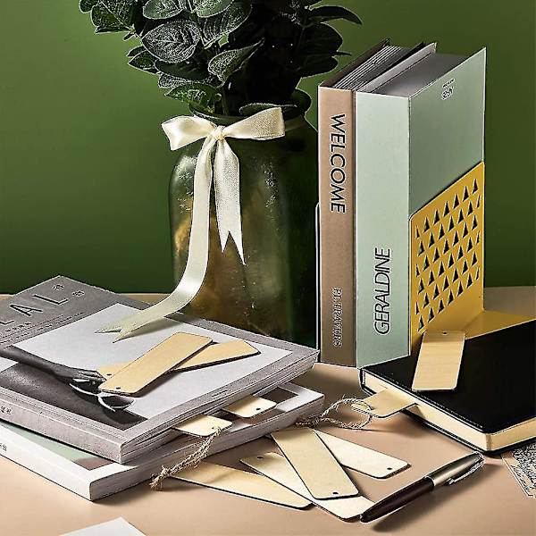 Trefargetre blanke bokmerker DIY trehåndverk bokmerker uferdige trehengende etiketter rektangl