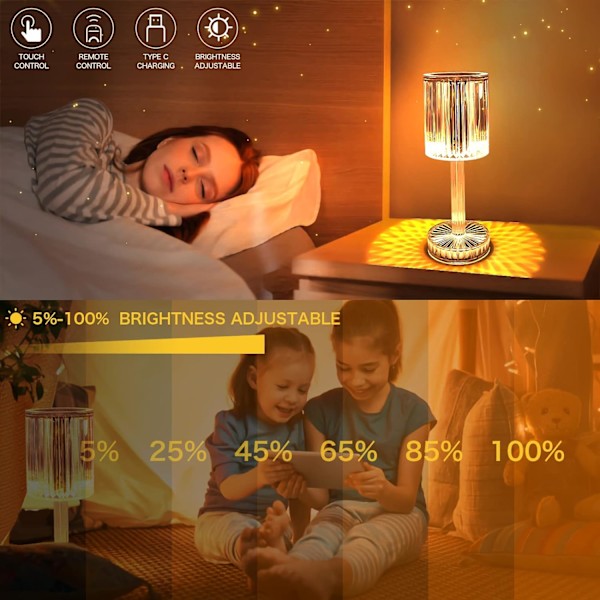 16 Färgförändrande RGB Touch-lampa, Akryl Bordslampa med Fjärrkontroll