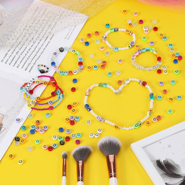 100st Färgglada Smiley Face Beads - 10mm Akryl Runda Happy Face Lösa Spacer Beads Spacer Beads For Diy Smycken