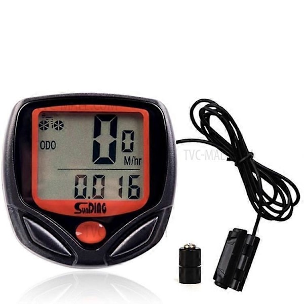 Cykelkode tabel, cykelhastighedsmåler speedometer odometer, med 14 funktioner, vandtæt LCD-skærm, sort