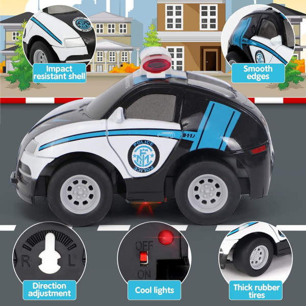 Fjärrkontrollerade bilar för barn ålder 2-7 Mini RC polisbil 2,4 GHz tecknade leksaksbilar